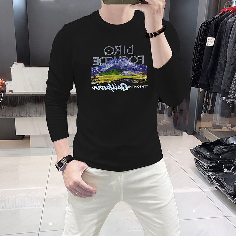 Men Long Sleeve T-Shirt Mounta - Undershirt Crew Neck recension och pris