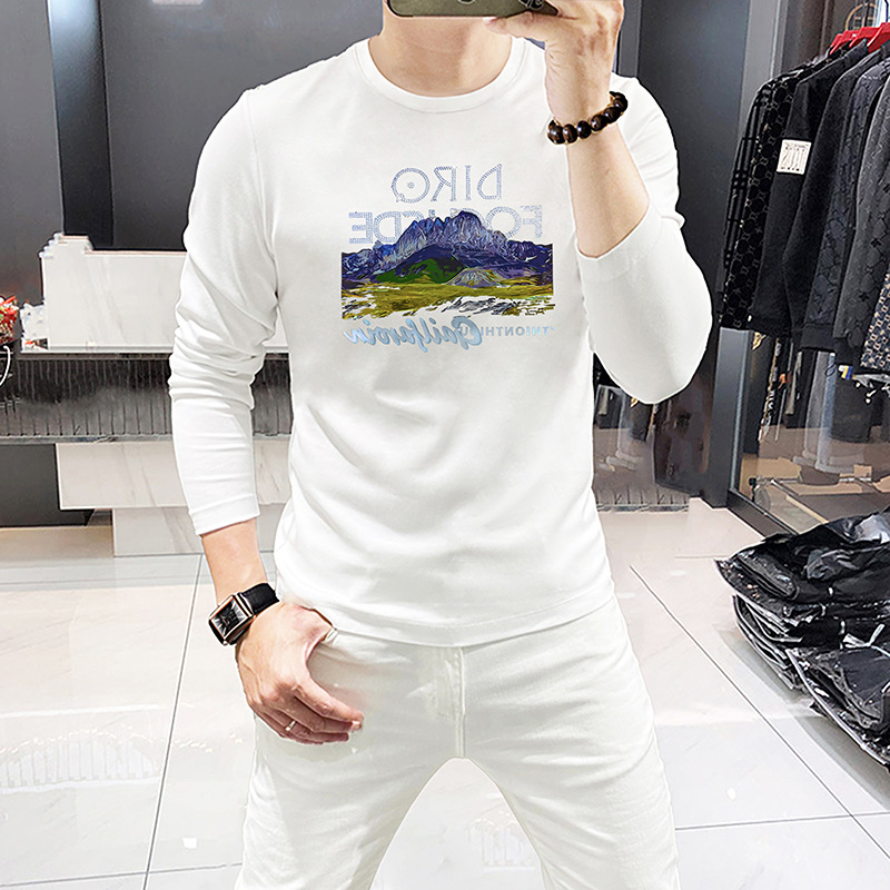 Men Long Sleeve T-Shirt Mounta - Undershirt Crew Neck recension och pris