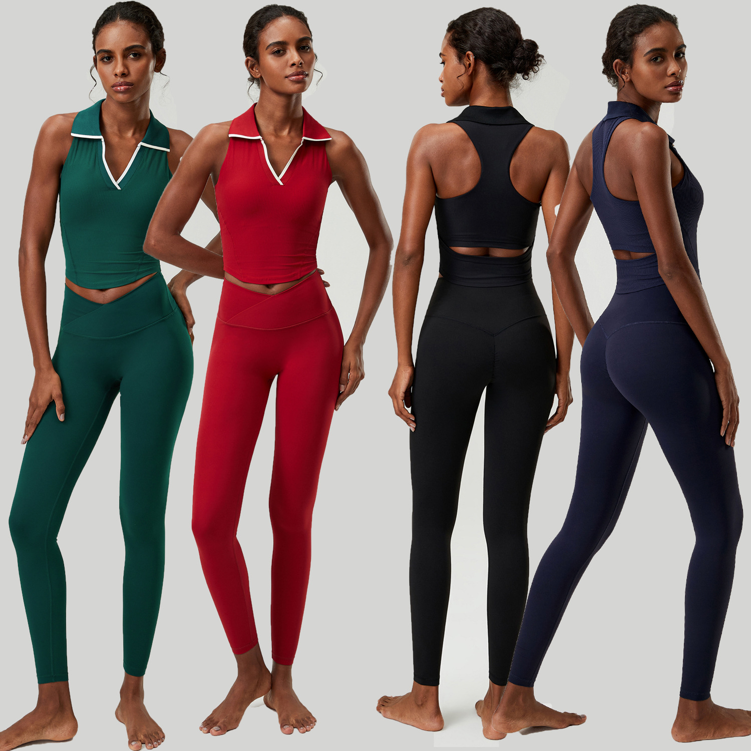 Women 2 PCS Yoga Set Ribbed Po - Tank Top Ribbed recension och pris