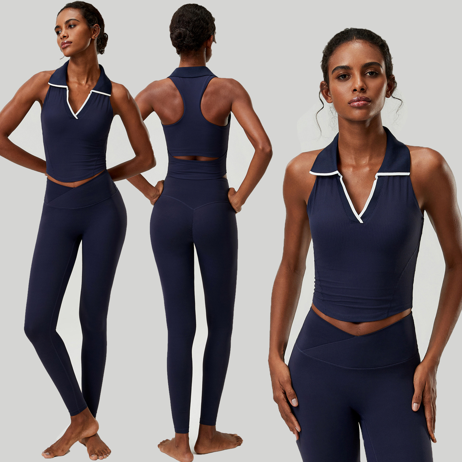 Women 2 PCS Yoga Set Ribbed Po - Tank Top Ribbed recension och pris