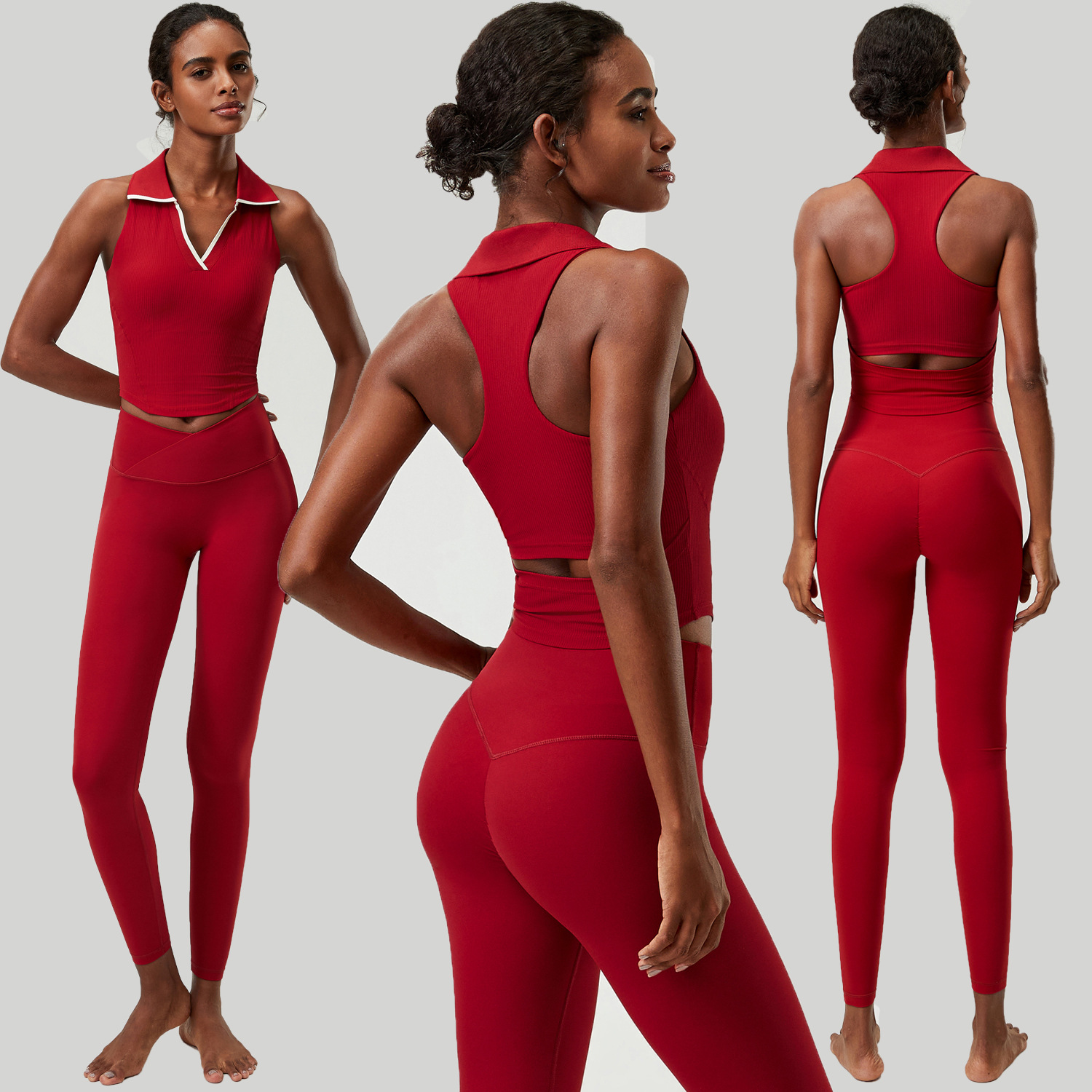 Women 2 PCS Yoga Set Ribbed Po - Tank Top Ribbed recension och pris
