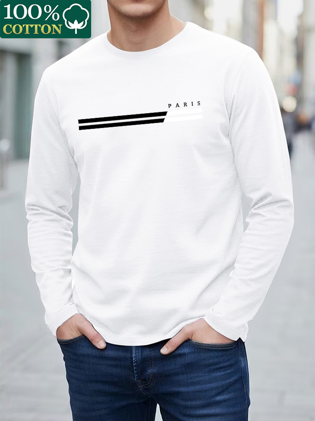 100 COTTONMen Crew Neck Long S - Undershirt Crew Neck recension och pris