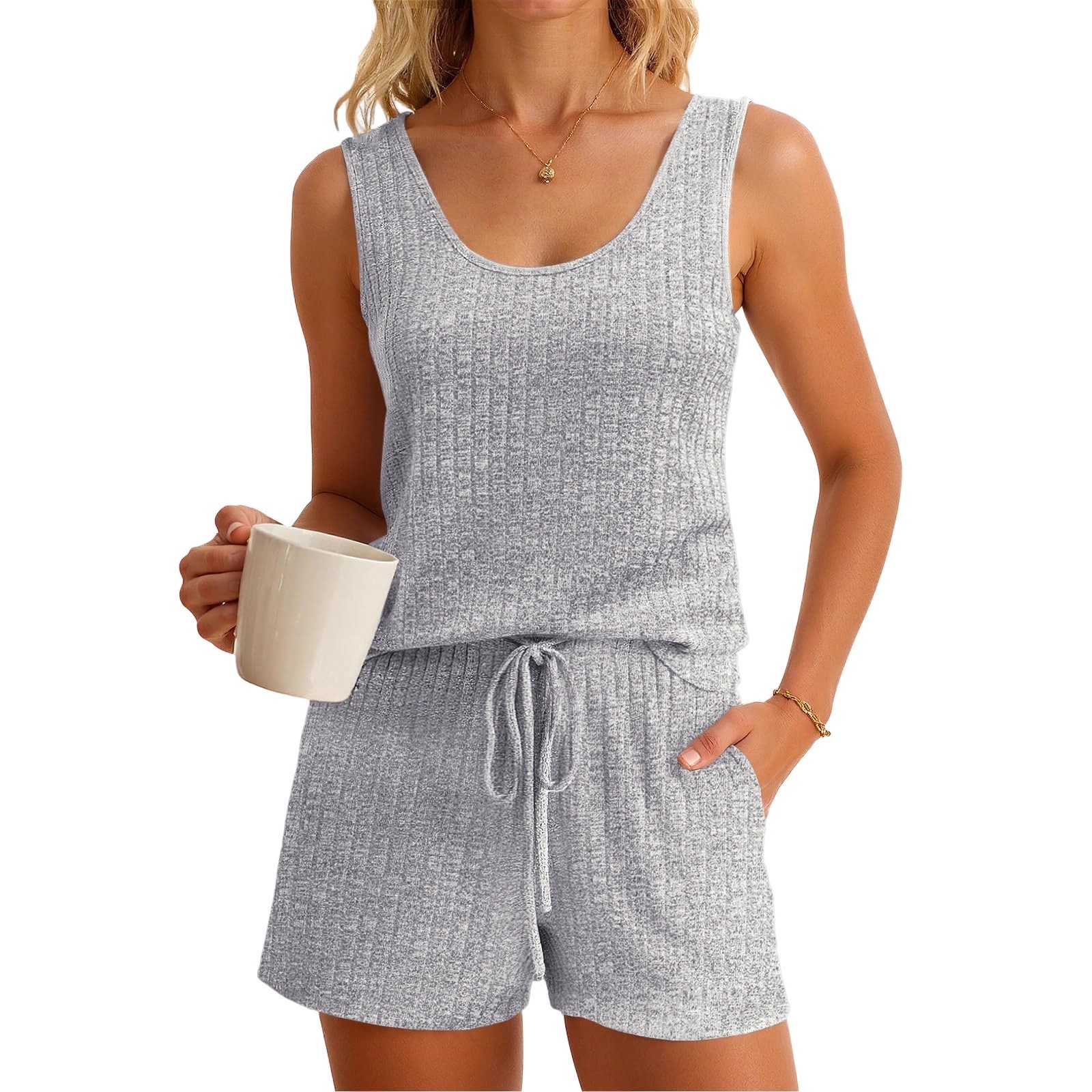 Women's Spring Summer Sleevele - Tank Top Ribbed recension och pris