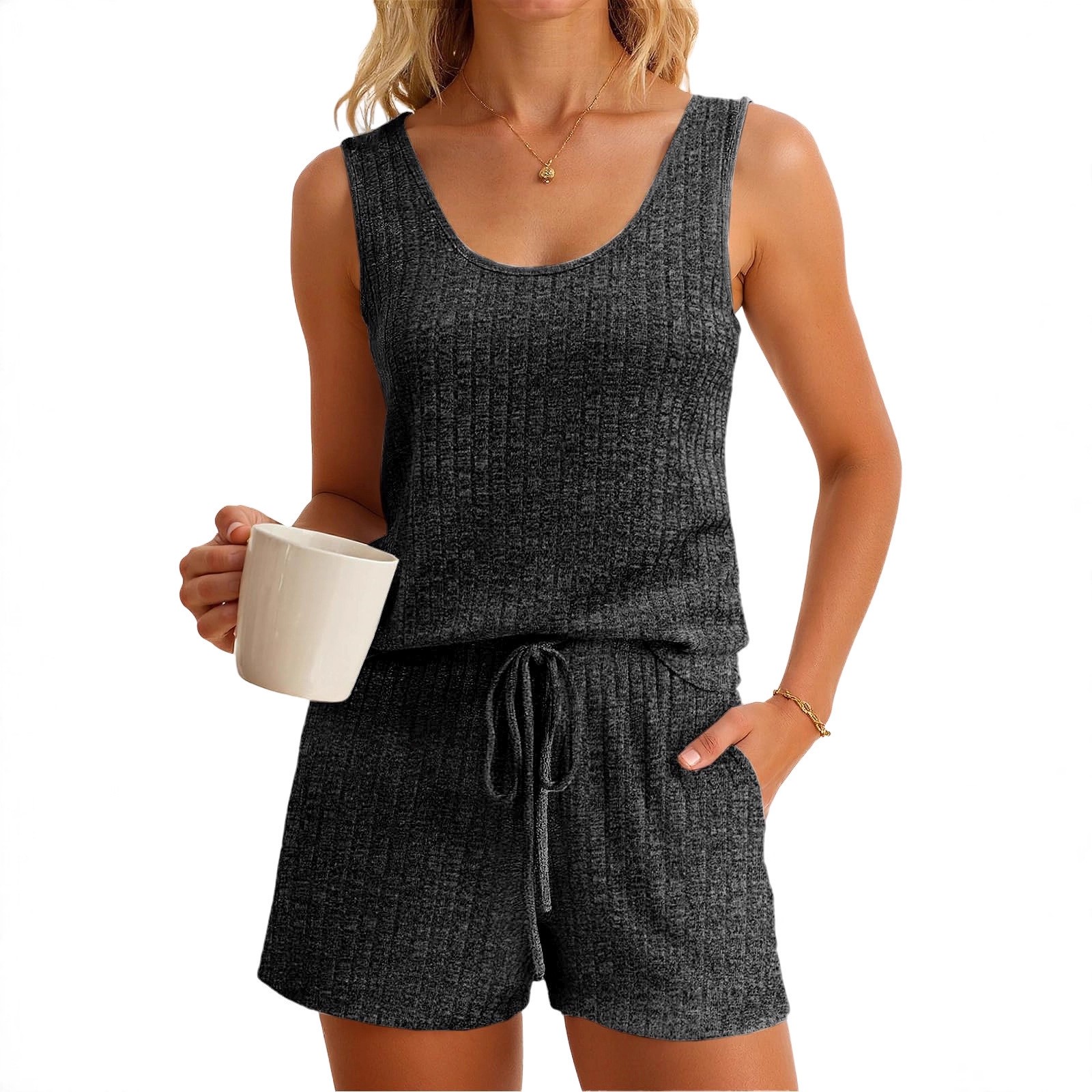 Women's Spring Summer Sleevele - Tank Top Ribbed recension och pris